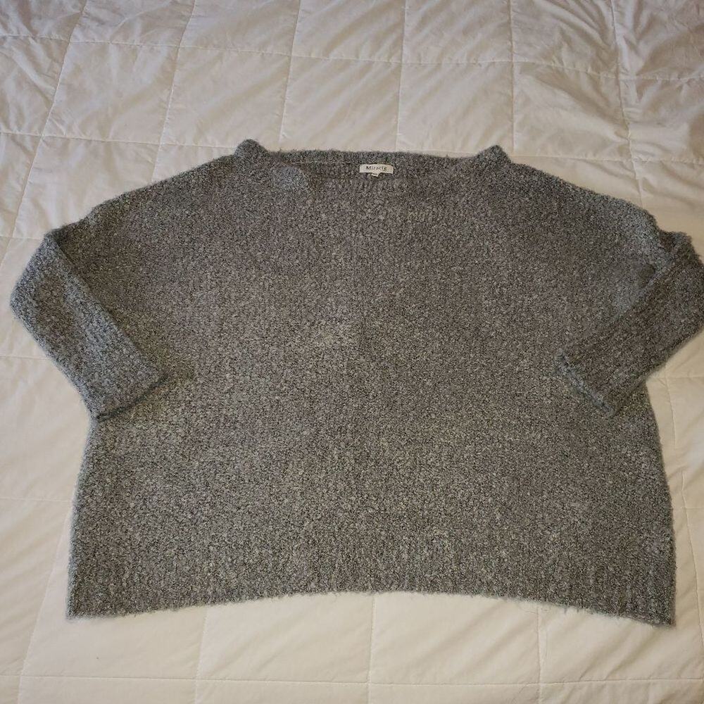 Miracle medium/ large grey oversized scoop neck knit sweater